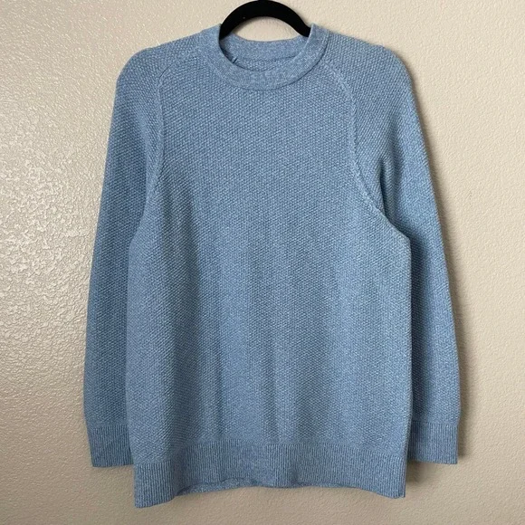 Lululemon Sweater Mens XS Blue Textured Knit Crewneck Coolmax Pullover M3ENFS - Picture 3 of 11